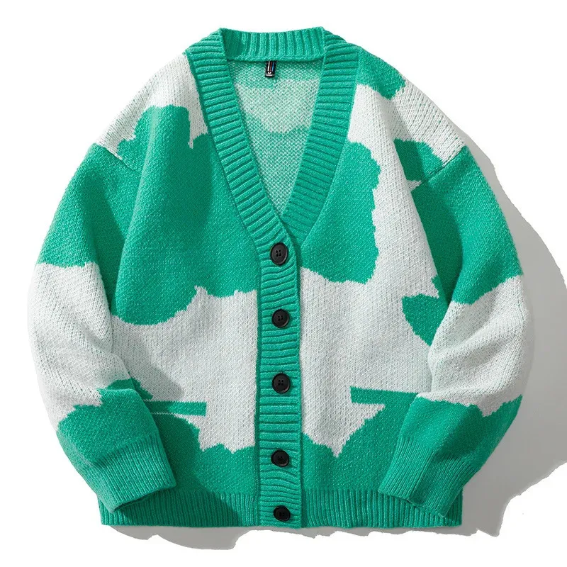Cardigan en tricot pour homme – Nouvelle collection automne-hiver – Veste d'extérieur pour jeune étudiant – Pull jacquard contrastant , Parfait pour jeune .
